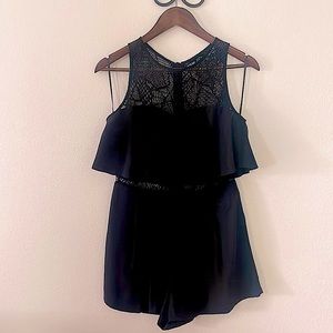 Parker Black Lace Overlay Romper NWOT